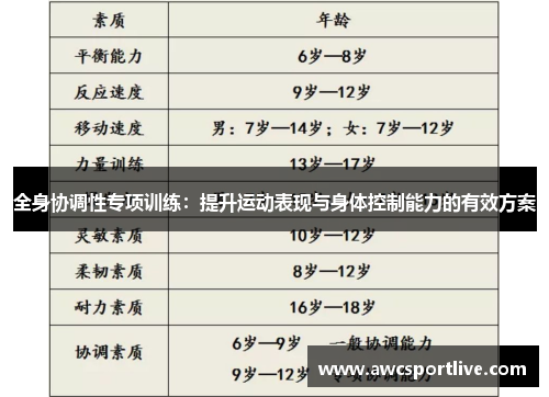 全身协调性专项训练：提升运动表现与身体控制能力的有效方案