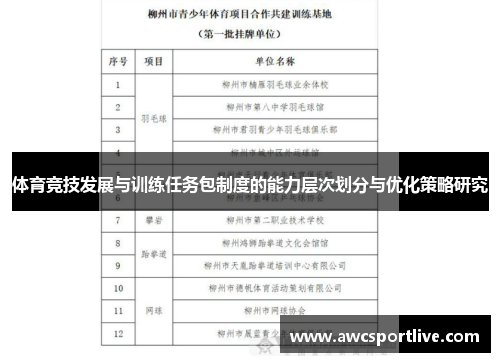 体育竞技发展与训练任务包制度的能力层次划分与优化策略研究