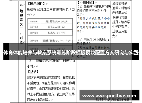 体育体能培养与教案系统训练阶段模板模块配置方案研究与实践